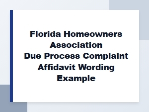 Florida Hoa Complaint Affidavit Wording Example