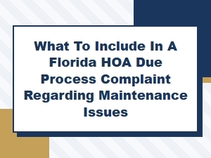 Florida Hoa Maintenance Complaint Filing